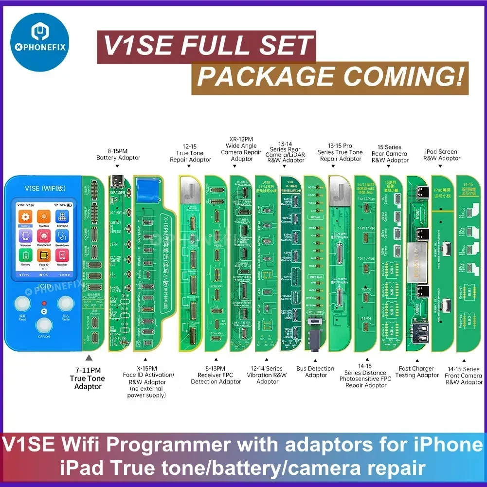 Jc v1se programador de leitura de código de telefone móvel para iphone 15 14 13 12 11x8 bateria tom verdadeiro câmera traseira ferramentas de reparo