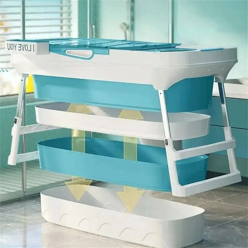 

Foldable Bathtub for Adults Thicken Plastic Bathroom Hot Tub General Bath Barrel with Lid Full Body Spa Small Portable Bathtub