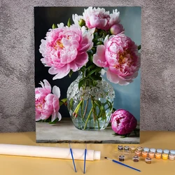 Pittura con i numeri Peony Flower Wall Picture fai da te dipinto a mano pacchetto pittura a olio Canvas coloring regalo unico decorare la casa