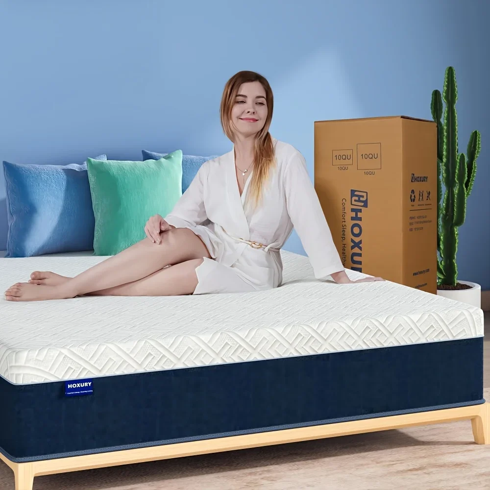 8 Inch Queen Mattress, Green Tea Gel Memory Foam Mattress in a Box, Medium Firm Queen Size Luxury Mattress