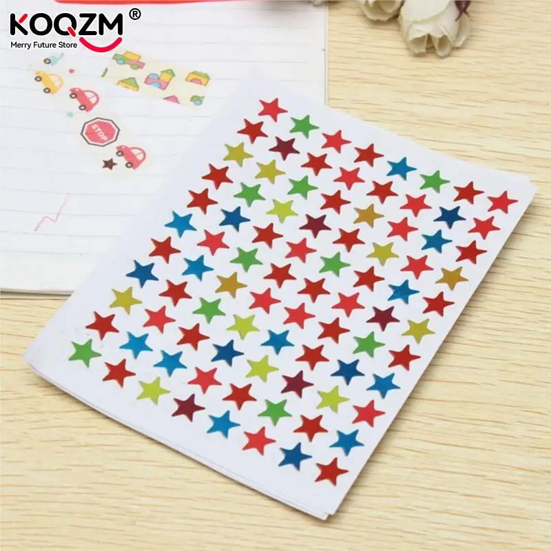 10 Sheets/880pcs Colorful Seal Cute Five-pointed Star Decoration Scrapbooking Paper Stickers Stationery School Office Supplies