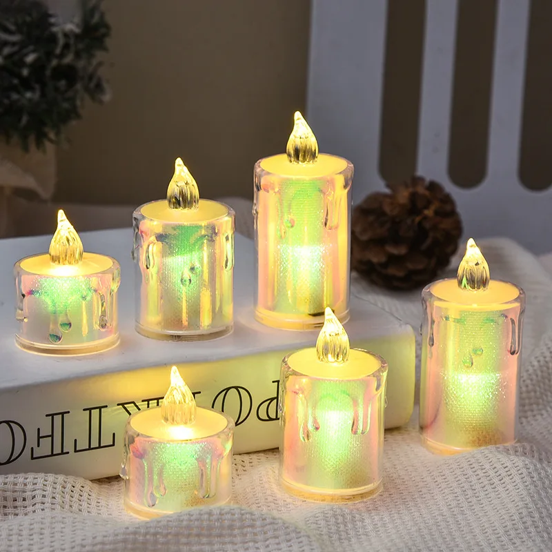 1/5pcs LED Magic Colorful Weeping Candle Light Atmosphere Flameless Tear Tealight Christmas Party Wedding Crystal Night Lamp