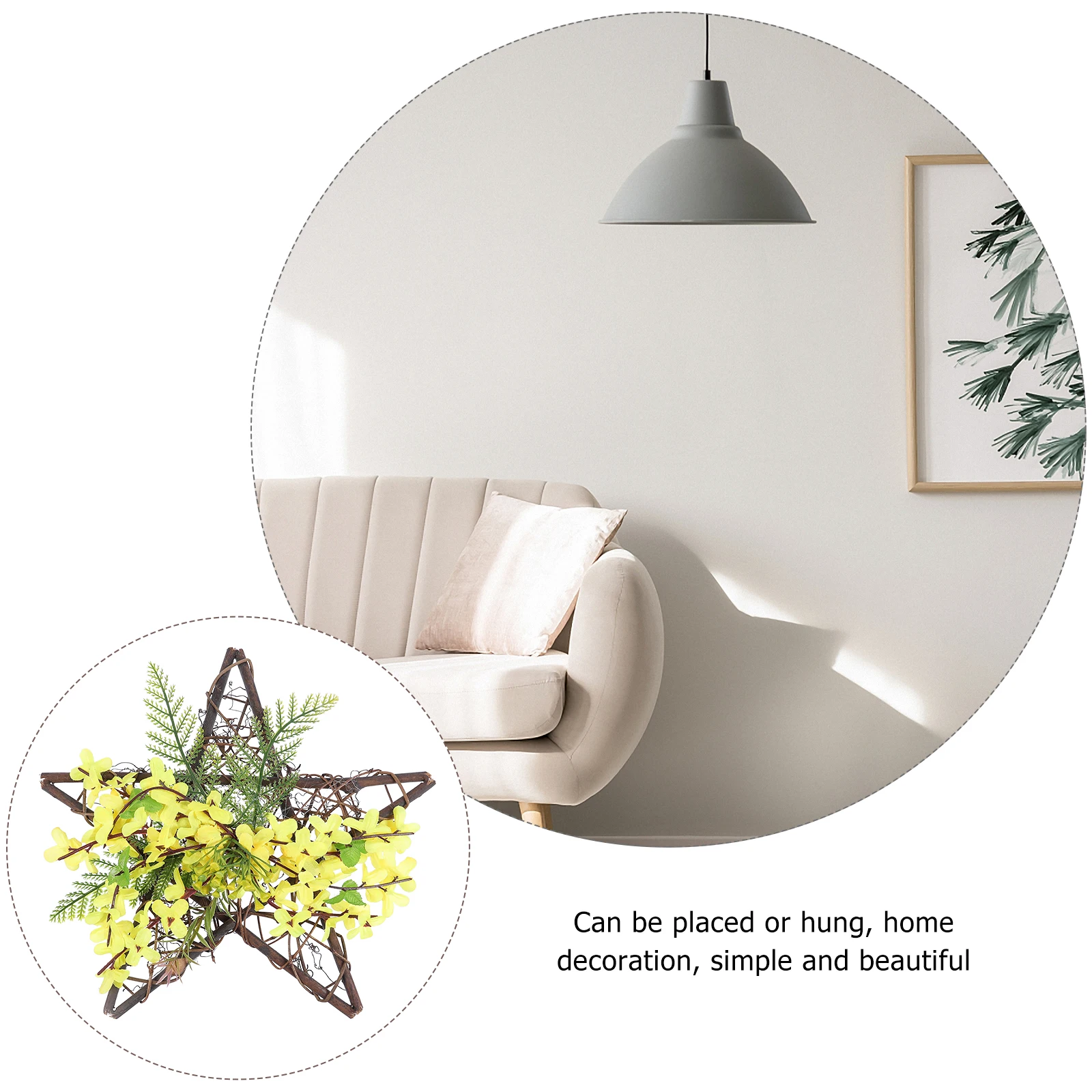 

Artificial Flower Wall Hanging Home Decor Wooden Circle Natural for Indoor Home Pendant Flower Pendant Hanging Decor