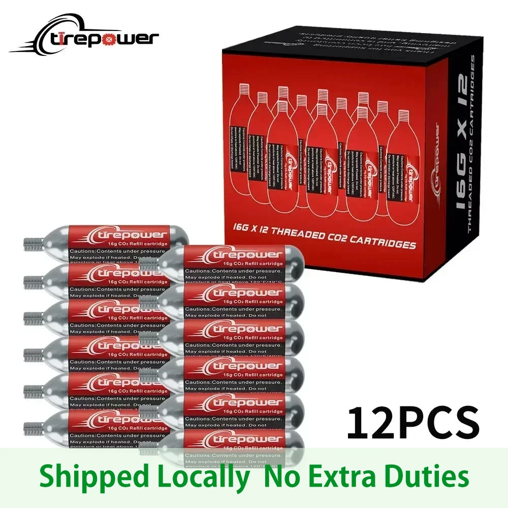 16g 12 Pcs Threaded CO2 Cartridges CO2 Inflator  for CO2 Inflator with Threaded Connection for CO2 Bike Tire Inflator for Road Bikes MTB Hybrid Bikes
