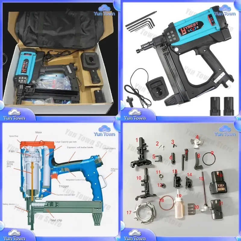 Pneumatic Nail Gun for Lithium Battery Gas Nail Gun Steel Air Stapler Pneumatic Tools for Frame Trunking Construction