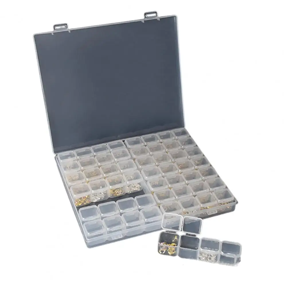 Seashell Collection Organizer Transparent Nail Accessory Storage Box with 56 Grids for Beads for Stones for Souvenirs