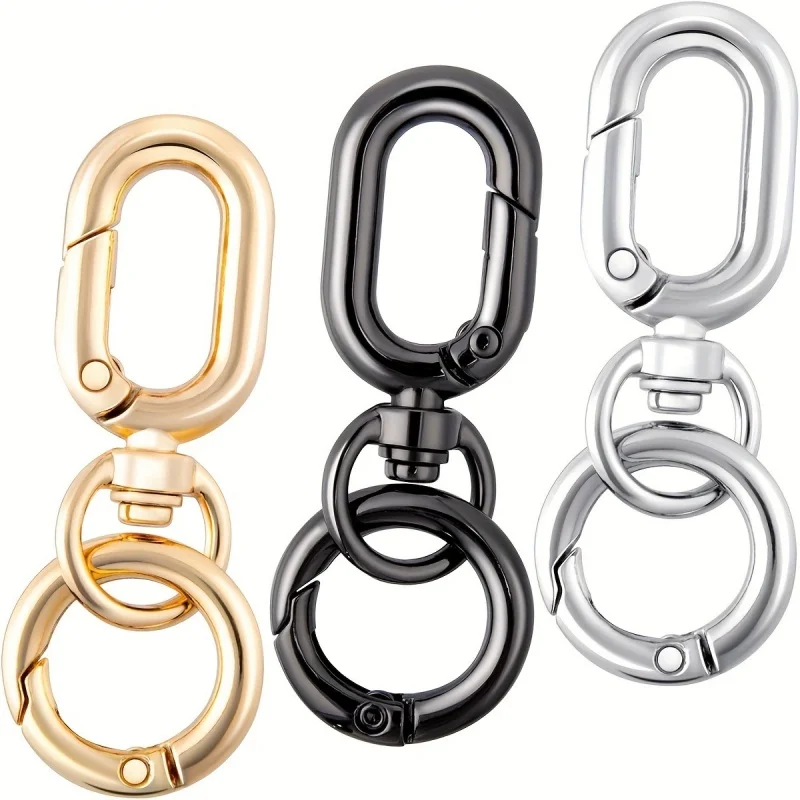 5Pcs Zinc Alloy Oval Egg Snap Hook, Double Opening Swivel Clasp, Metal Spring Key Chain Clip with Key Ring for DIY Keys