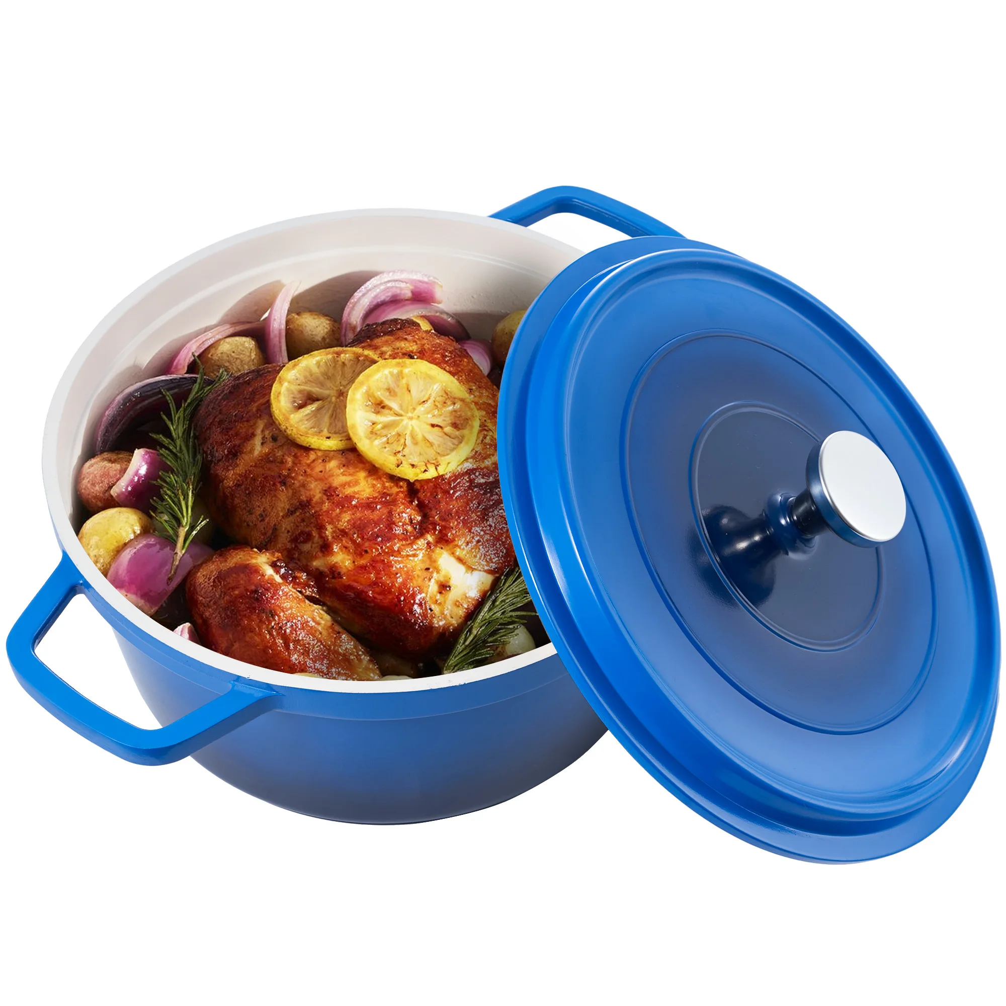 

5-quart lightweight enamel cast aluminum Dutch oven with lid, non stick dishwasher, safe to use