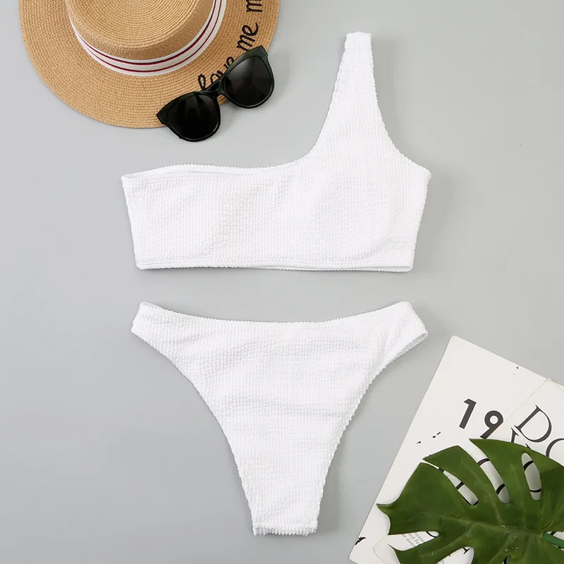 White Micro Bikini 2024 Brazilian Biquini One Shoulder Thong Swimsuit Women High Cut Bathing Suit Swimwear Female Summer Beach