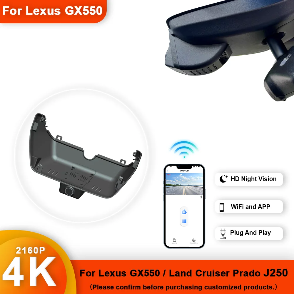 Customized 4K HD Plug and play Car Cam WIFI Dash Cam DVR For Lexus GX550 GX550h GX 550/ Land Cruiser Prado J250 250 DashCam Dvr