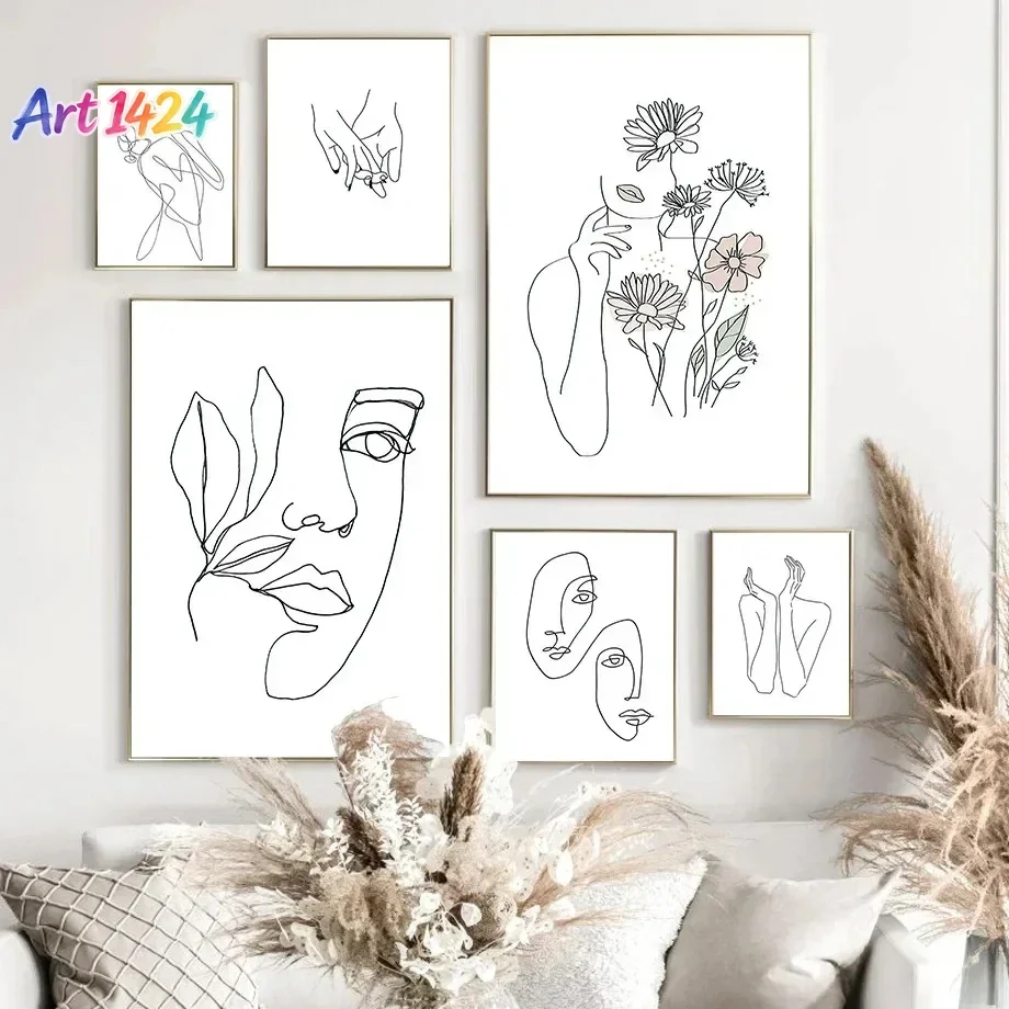 Abstract Lines Canvas Posters Wall Art Decoration Poster Bedroom Decor for Room Lines Face Canvas Painting Living Room Decor