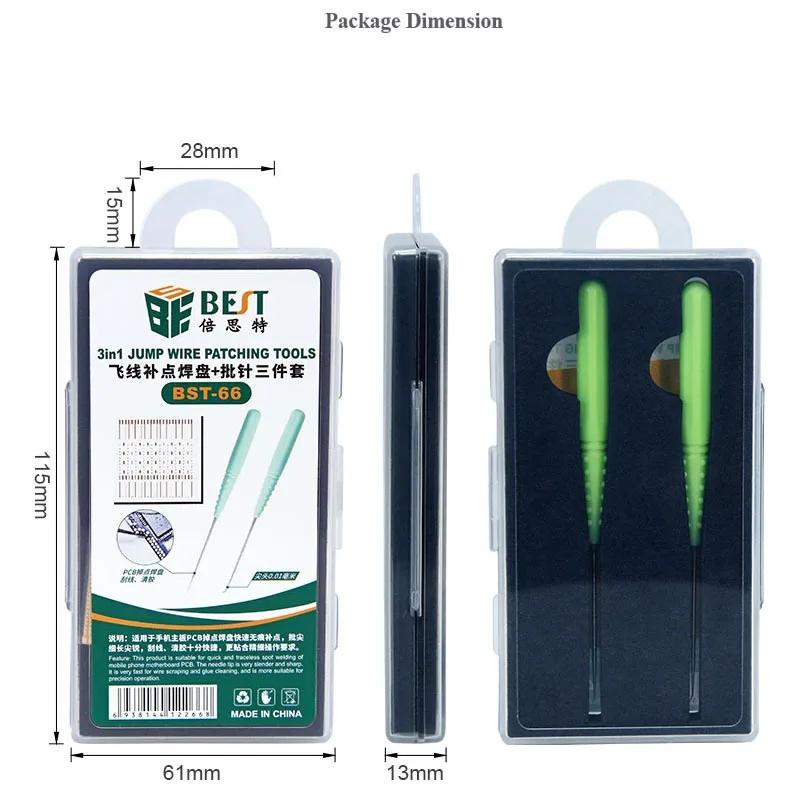 BST-66 3 in 1 Jump Wire Patching Soldering Tools Soldering Lugs and Needle Set for Repair Welding PCB Motherboard Drop Point