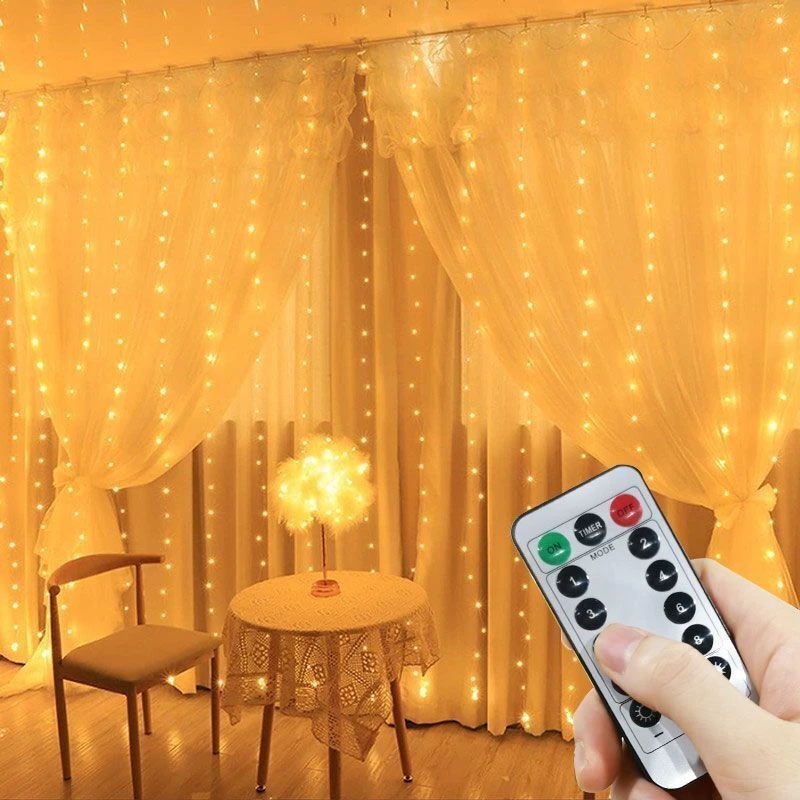 

LED Garland Curtain Lights 8 Modes 3M/4M/6M Remote Control String Light Decor for Christmas Wedding Party New Year Bedroom Lamp