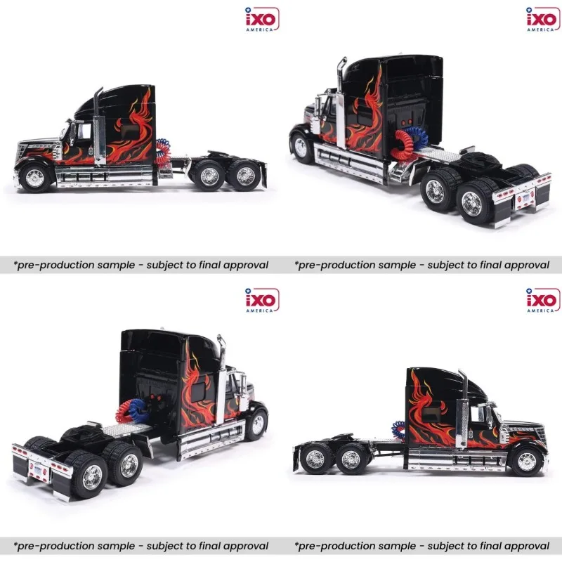 IXO 1:64 International Lonestar Semi Truck, Black Flame Livery, Exquisite Diecast Hobby Collectible Model