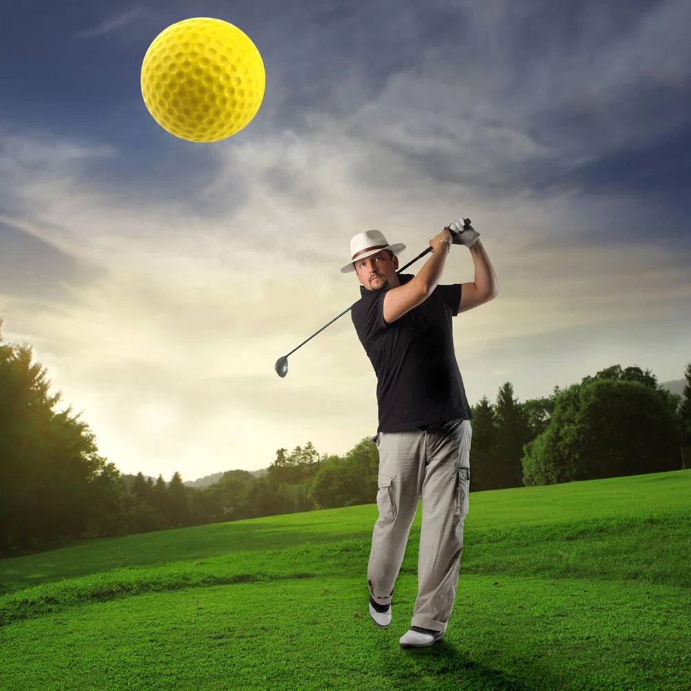 

12 Pcs Golf Approach Shot Practice Balls Training Outdoor Stripe Yellow Portable