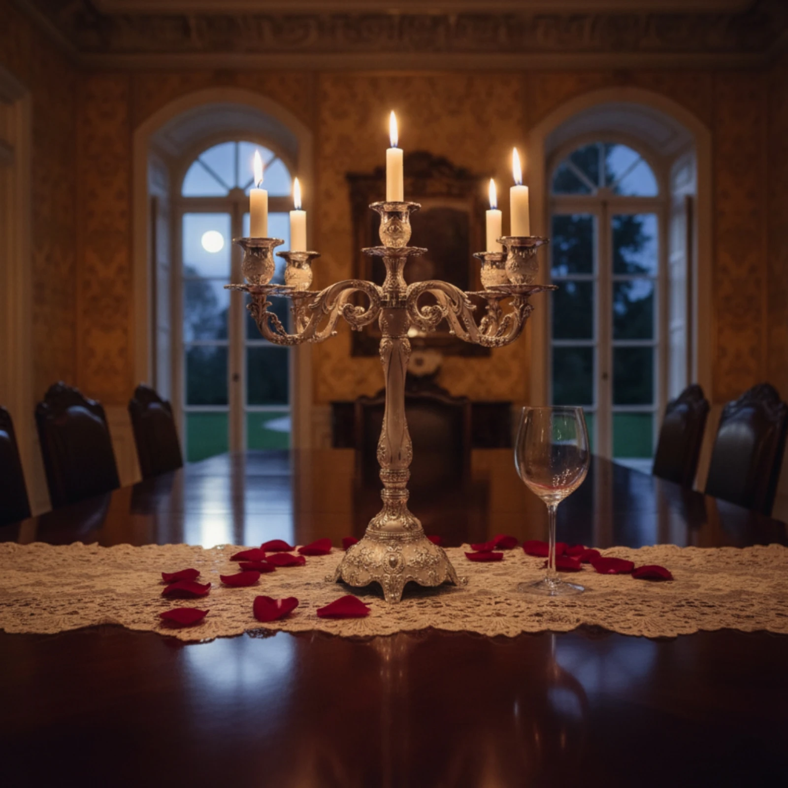5-Arm Candelabra Ornate Candle Holder with Five Cups Candelabrum Shiny Floral for Wedding Planners, Table Centerpiece