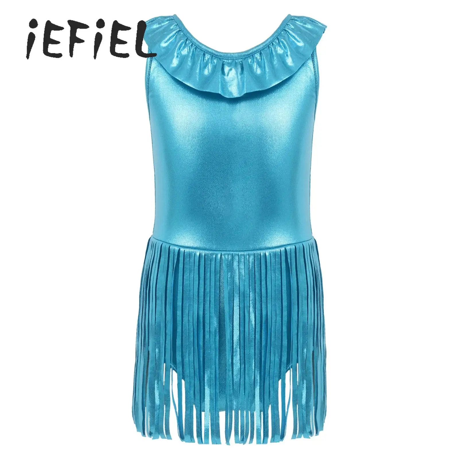 

Детский цельный купальник для девочек с металлическим блеском, рюшами и бахромой, без рукавов, летний, для плавания и пляжного отдыха