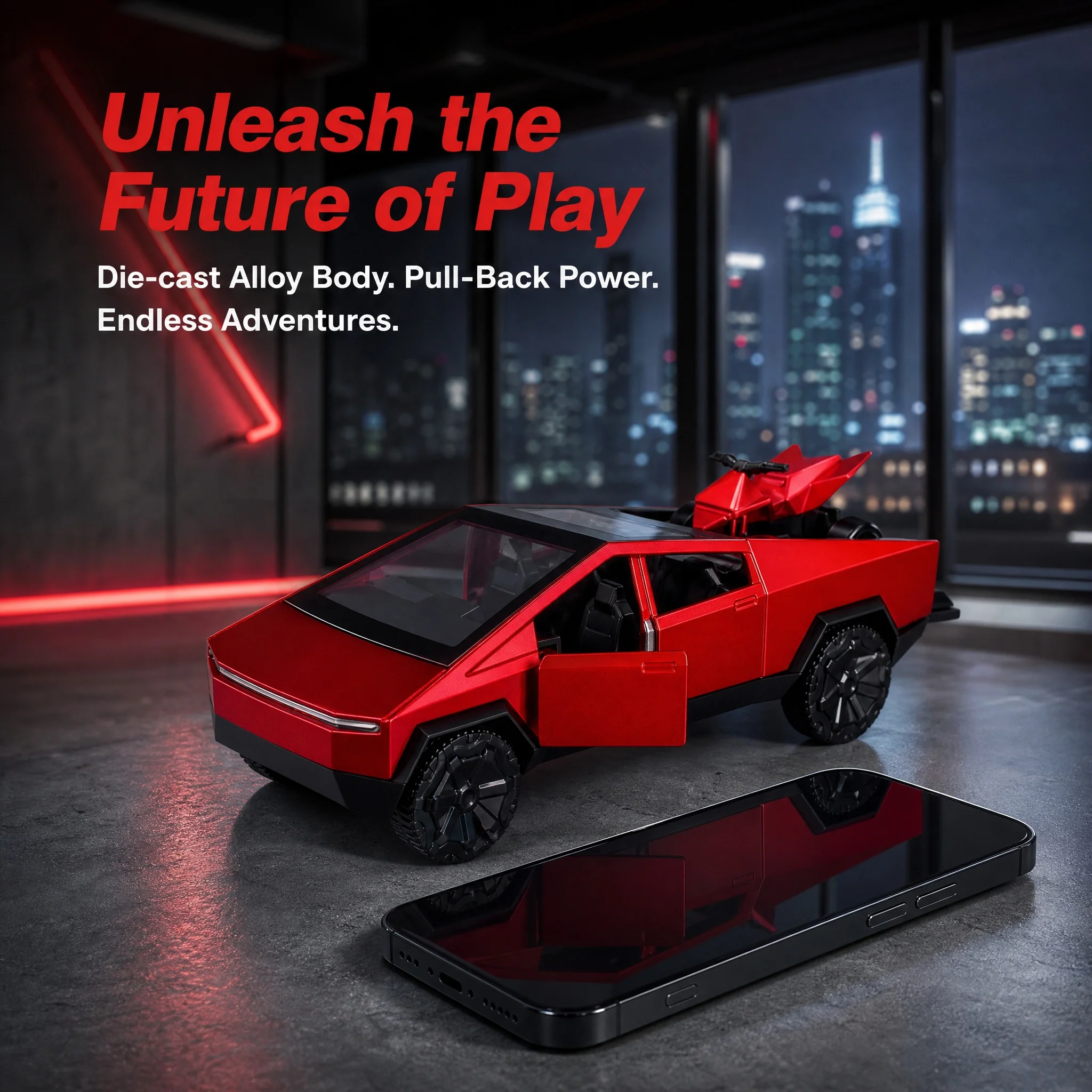 Cyberpunk Pickup Truck 36 Scale Alloy Miniature Model Tabletop Decoration Gift for Adults And Children Desk Decor