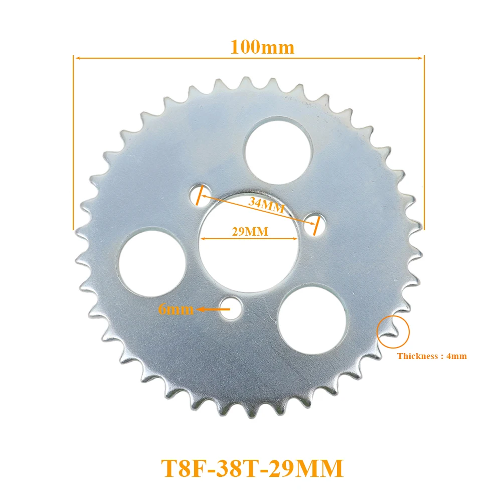 T8F Rear Chain Sprocket Silver T8F 35T 38T 44T 64T Tooth 29mm For 43cc 49cc Minimoto Gas Petrol Goped Scooters Accessories