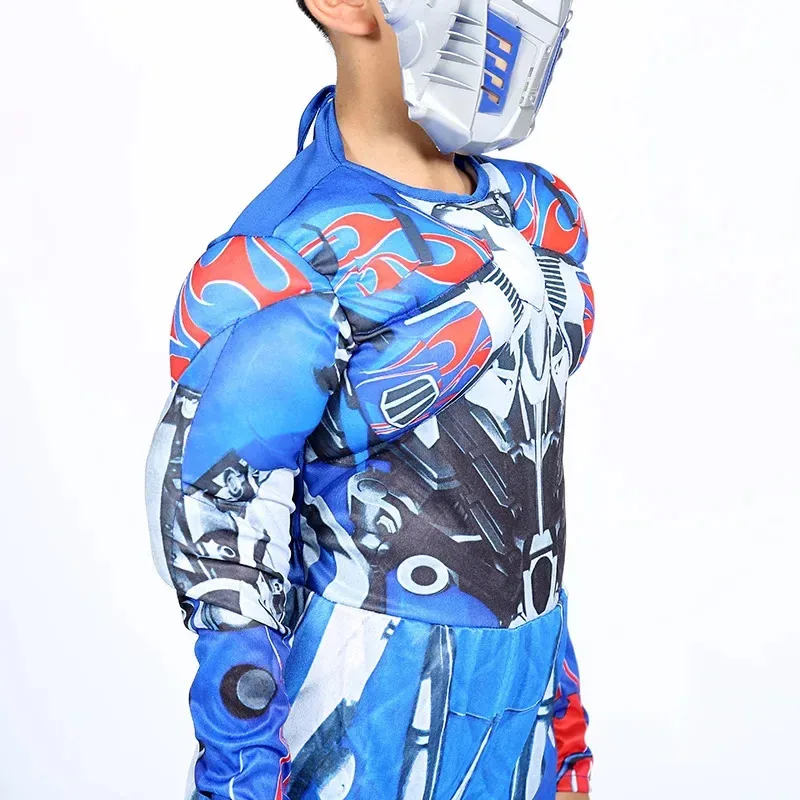 Optimus Prime Bumble Muscle Jumpsuits+ Mask Halloween Costume for Kids Boys Girl The Transformers Movies Carnival Disfraz DN5593