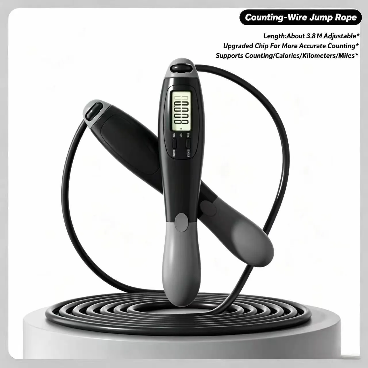 Counting Steel Wire Jump Rope, Adjustable Length Skipping Rope, Fitness Fat Burning Training Equipment for Adults Students Home gallery 2