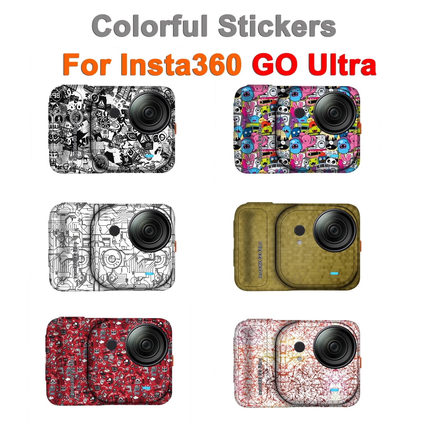 

Colorful Stickers for Insta360 GO Ultra Camera Fullcoverage Skins Anti-Scratch Protective Decal PVC Decorative Stickers Acc
