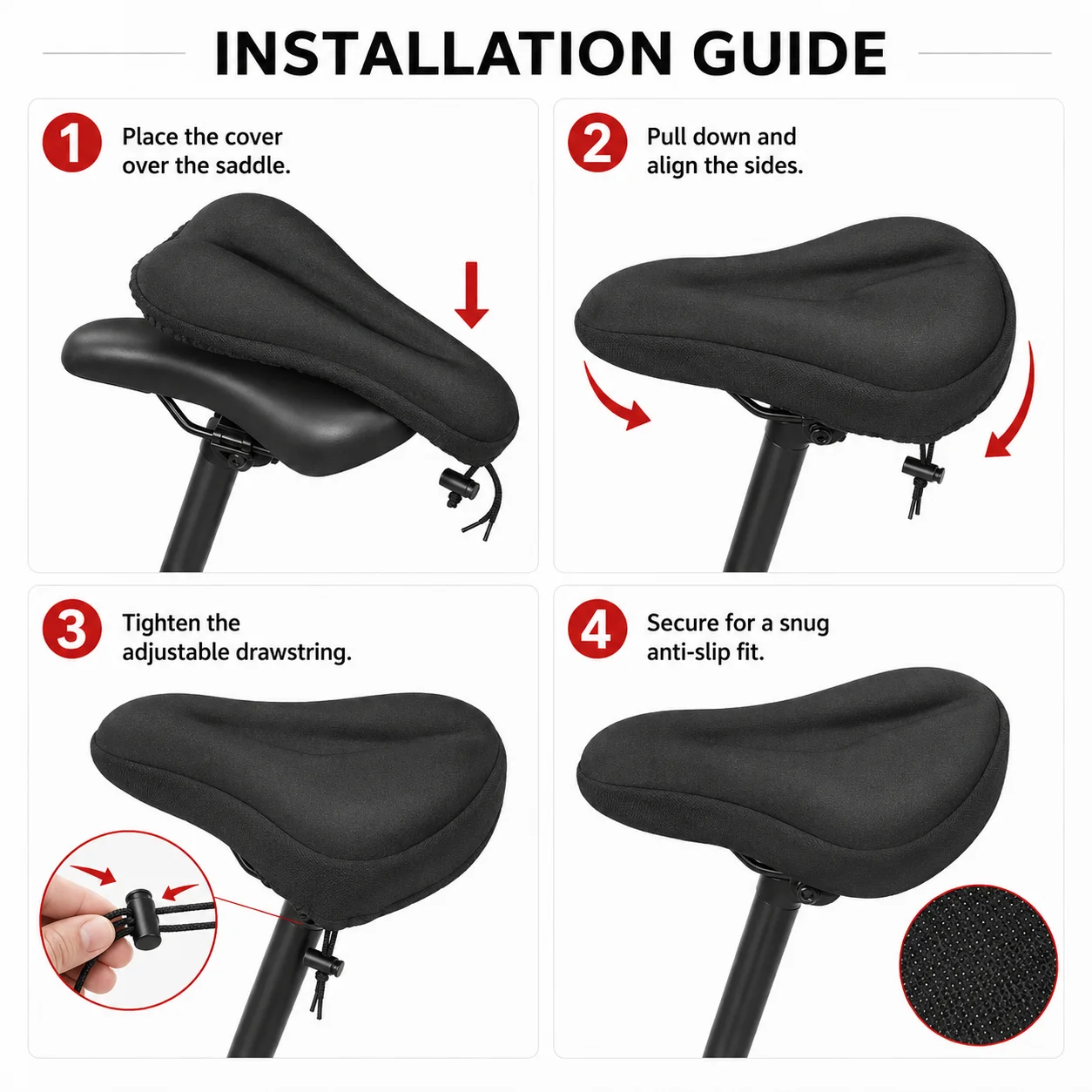 PINMOAP 1PC Bike Seat Cover Soft Gel Bicycle Saddle Cushion Waterproof Anti Slip Seat Pad For Mtb Road Cycling Exercise Bike image 6