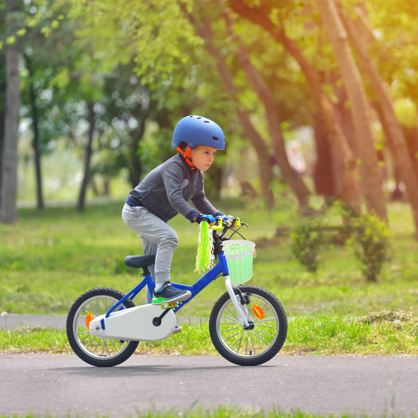 

1 Set Front Bike Basket For Kids Colorful Woven Design Easy Installation Multifunctional Decoration Compatible With Children'S