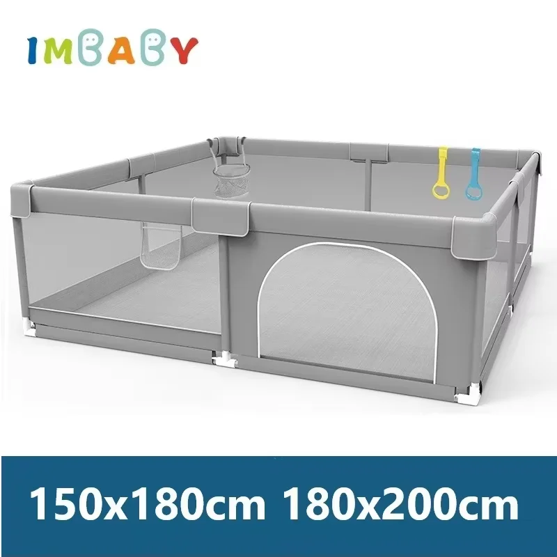 IMBABY Baby Playpen Light Gray Infant Fence 150x180 Baby Playground 180x200 Activities for Baby Large Dry Pool Safety Fence