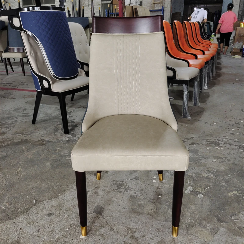 Solid Wood Chair Soft Bag Backrest Dining Home Hotel Box Restaurant Chair Leather PU Book Chair