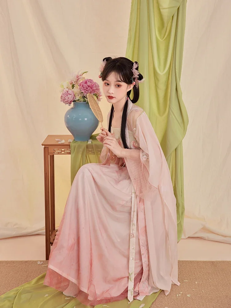 Qiyuexi-Longue robe de princesse mignonne pour le début de l'été, perche, comparateur de jeu, vent nickel é, romantique, système de chanson, rose, Hanfu, cosplay, nickel é, imbibé