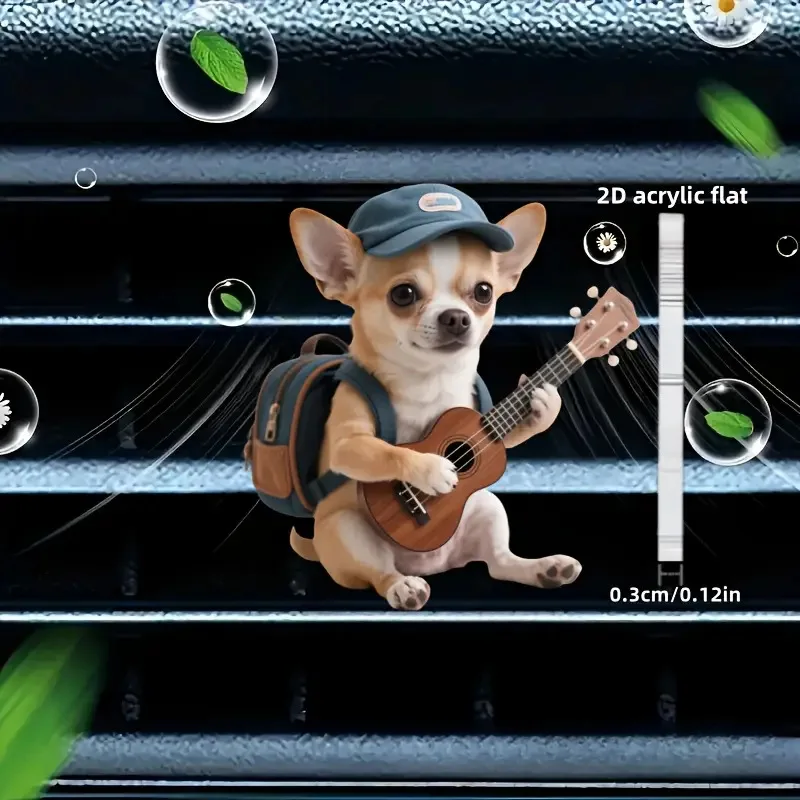 2D Flat Acrylic Guitar Pattern Car Air Vent Decoration Clip, Acrylic Music-Themed Cute Pet for Car Interior, 2D Acrylic Air Vent Clip, a Cute Music Accessory for Your Beloved Car