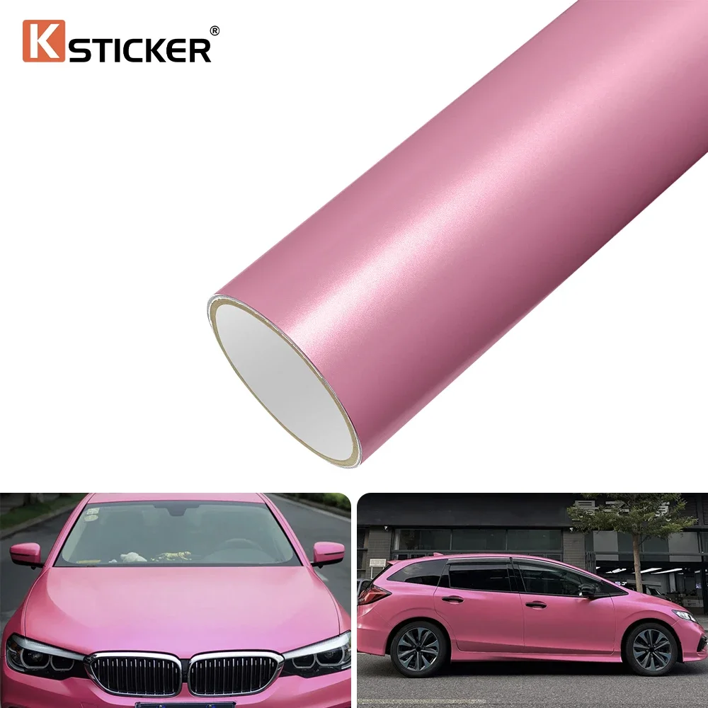 

Car Wrap Vinyl Film Matte Metallic Coral Pink Durable Base Cover Vehicle Full Partial Body Wraps Para Accessories