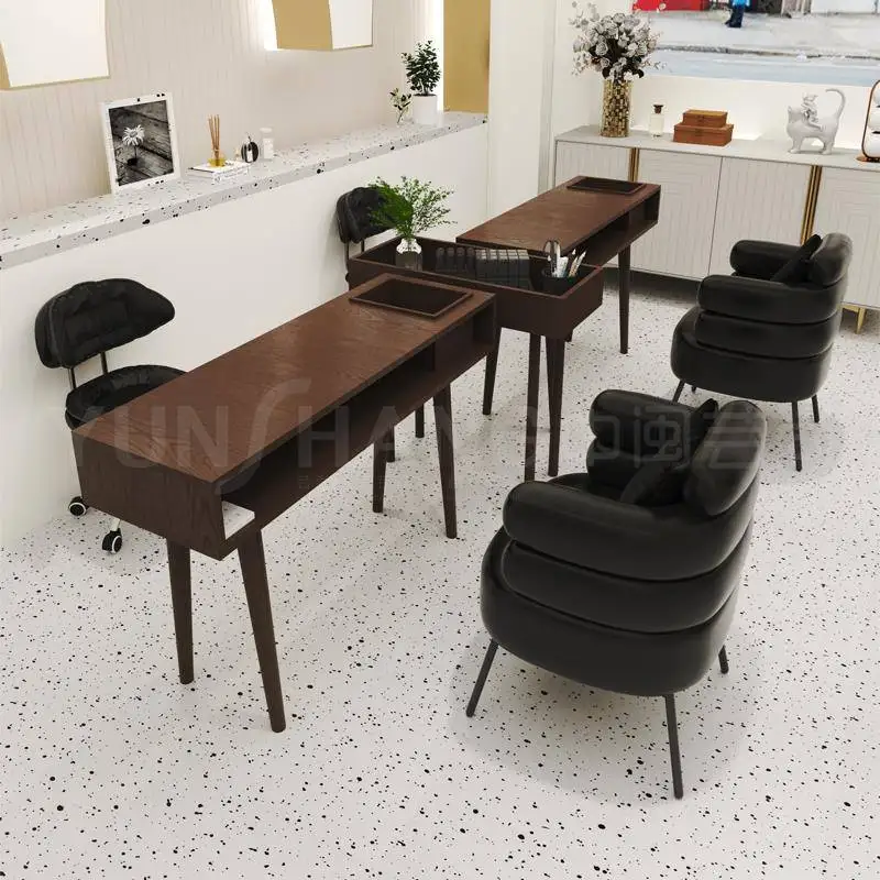 Chinesischer Massivholz-Nagelschreibtisch-Design, ästhetischer, hochwertiger Kunst-Organizer, leicht zu reinigender Maniküre-Tisch, Make-up-Nagel-Tisch-Möbel