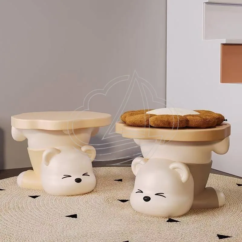 Cute Bear Shoe Changing Stool, Cartoon Household Storage Stool, Entrance Hall Shoe Bench & Decorative Ornament