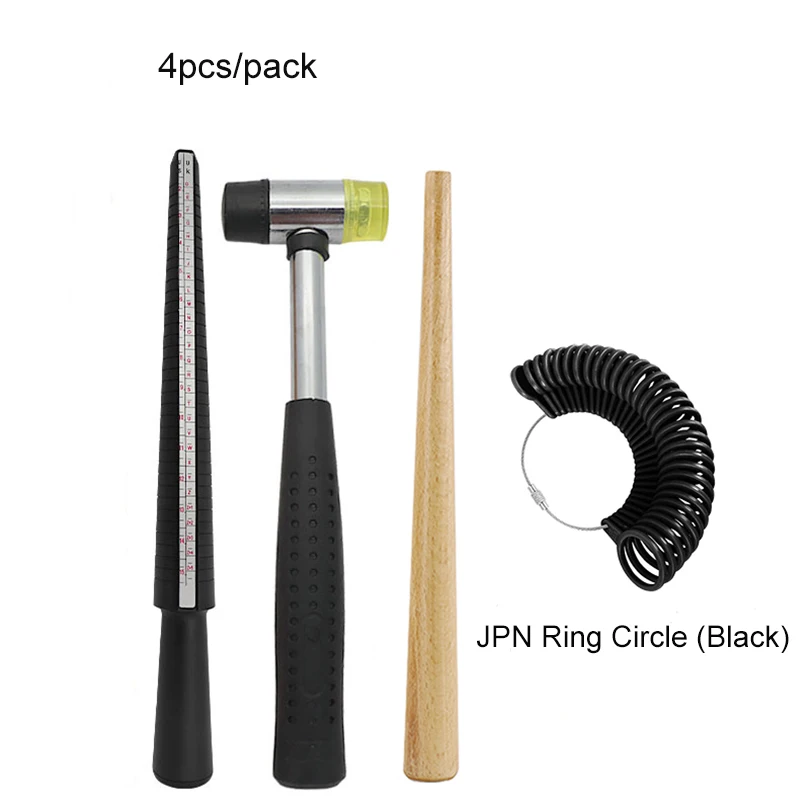 

4pcs/set HK / US / EU / JPN Four Yard Ring Stick Jewelry Repair Kit, Rubber Hammer Wood Ring Shaper Tools