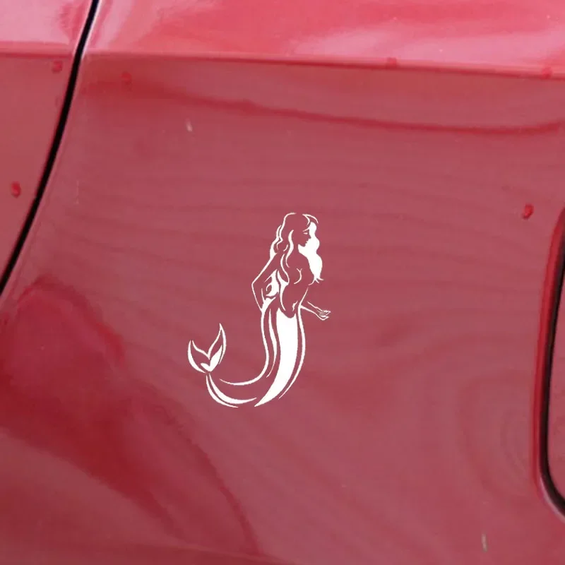 ملصق سيارة لطيف PVC سيارة ملصق حورية البحر قبيلة الخيال المحيط فتاة الأسماك سيارة ملصق الإبداعية مقاوم للماء أسود/أبيض ، 17 سنتيمتر * 11 سنتيمتر #4