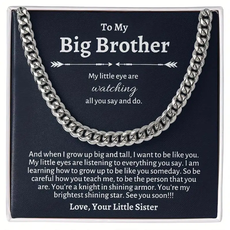 Trendy Necklace Message Card Gift Box Set, To My New Big Brother Halloween Gift