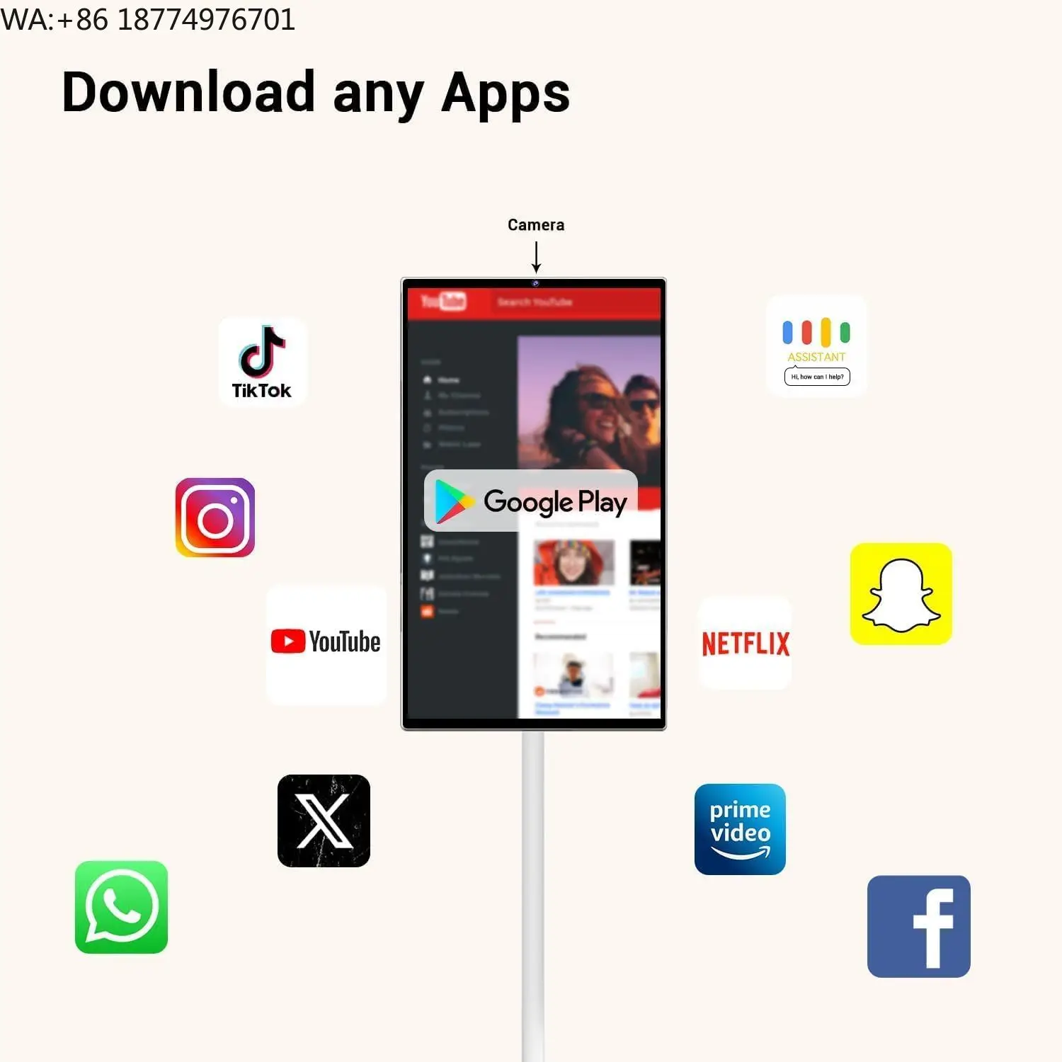 

21.5 Inch 1080p Portable Tv Built-in Camera, Portable Touch Screen Monitor Rollable Tablet TV Wireless TV on Wheels Touchscreen
