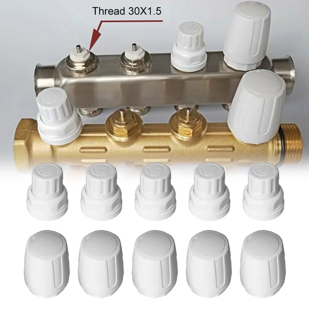 Set 5 Katup Radiator M30x1.5 Kompatibel dengan Saklar Roda Tangan Manifold Pemanas Lantai dan Katup Radiator