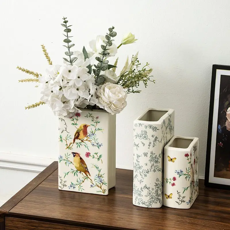 

French-Style Ins-Style Ceramic Jar Kitchen Utensil Storage Vase Decoration Living Room Flower Arrangement Container Book