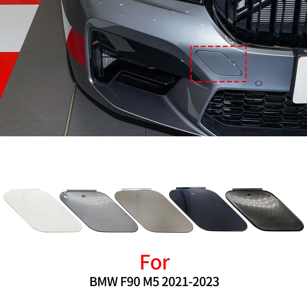 Para bmw f90 lci amortecedor dianteiro do carro gancho de reboque capa acessório preto branco prata cinza para bmw m5 2021-2023 51118746626