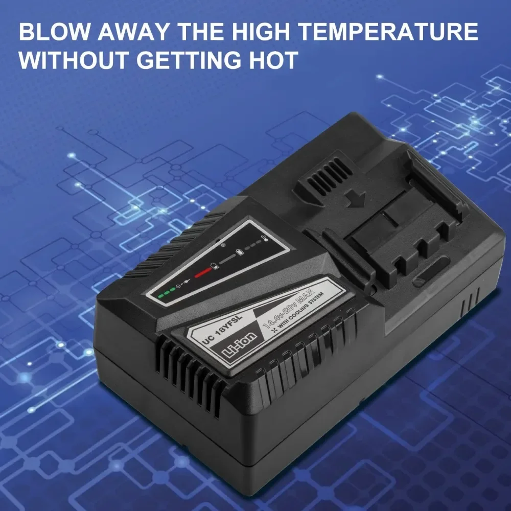 Ładowarka do akumulatorów litowych UC18YSFL kompatybilna z elektronarzędziami Hitachi 14.4V-18V, do akumulatorów BSL1815 BSL1815X, wtyczka US/EU/UK/AU — zdjęcie produktu 5