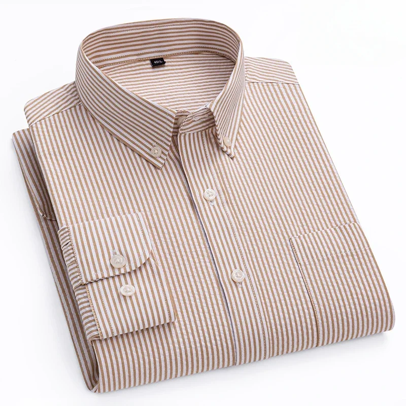 

New in shirt 100%cotton thin long sleeve shirts for men slim fit casual plain shirt fashion korean striped soft elegant clothes