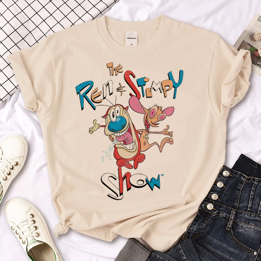 Ren And Stimpy top women comic t shirt female designer clothes