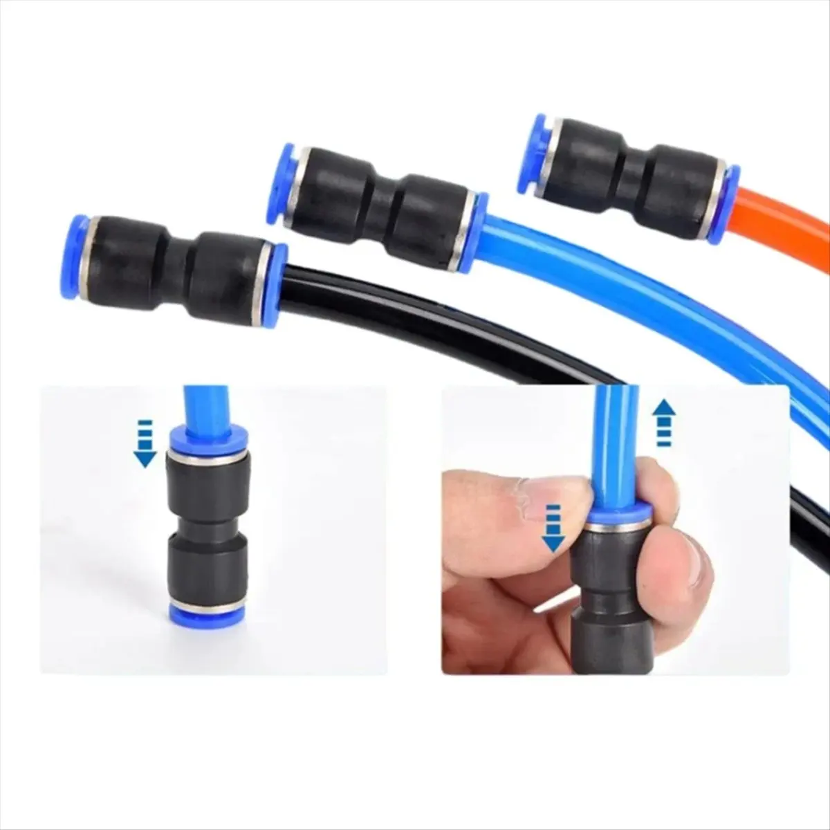 DT57 LATEST MODEL 80pcs Quick Connect Push Connectors for Polyethylene Pipe PU/PA/PE/PVC Compatible with 1/2 3/8 5/16 1/4 5/32 I