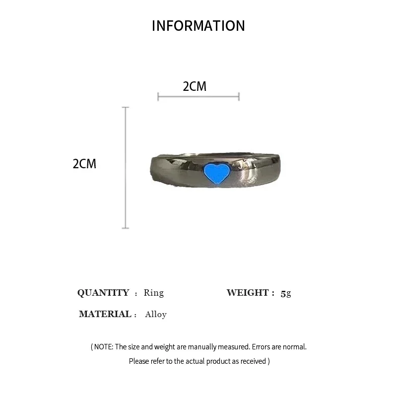 Blue Pink Luminous Ring For Couple Creative Love Heart Index Finger Ring Glowing In The Dark Rings Jewelry Valentine\'s Day Gift