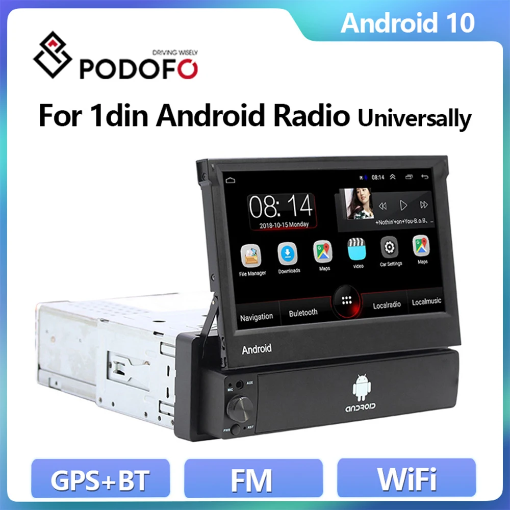 

Podofo 1din Android Car Radio Universally GPS Stereo Autoradio 7" Scalable Multimedia Player WIFI Folding Head Unit Navigation