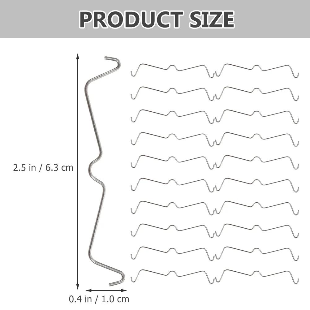 50 szt. wysokiej jakości haczyków do paneli perforowanych, nierdzewne klipsy ze stali do zawieszania narzędzi, akcesoria do systemów przechowywania na ścianie.