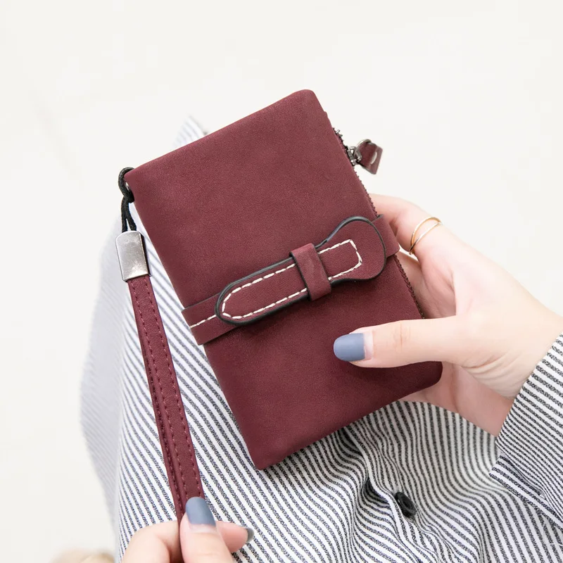 Women Small Bifold Leather Wallet Rfid Blocking Multifunction Lady Short Purses Wristlet With Card Holder ID Window Coin Purse